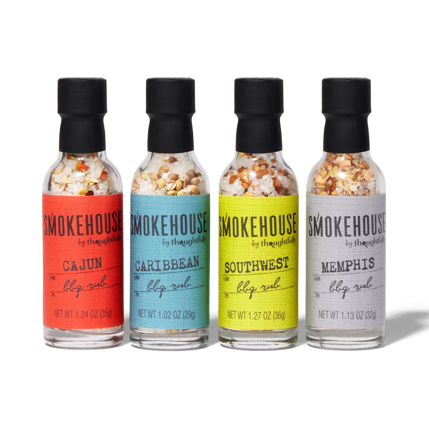 Smokehouse by Thoughtfully, Smokehouse Barbecue Rubs Gift Set, Flavors Include Cajun, Caribbean, Memphis and Southwest, Set of 4