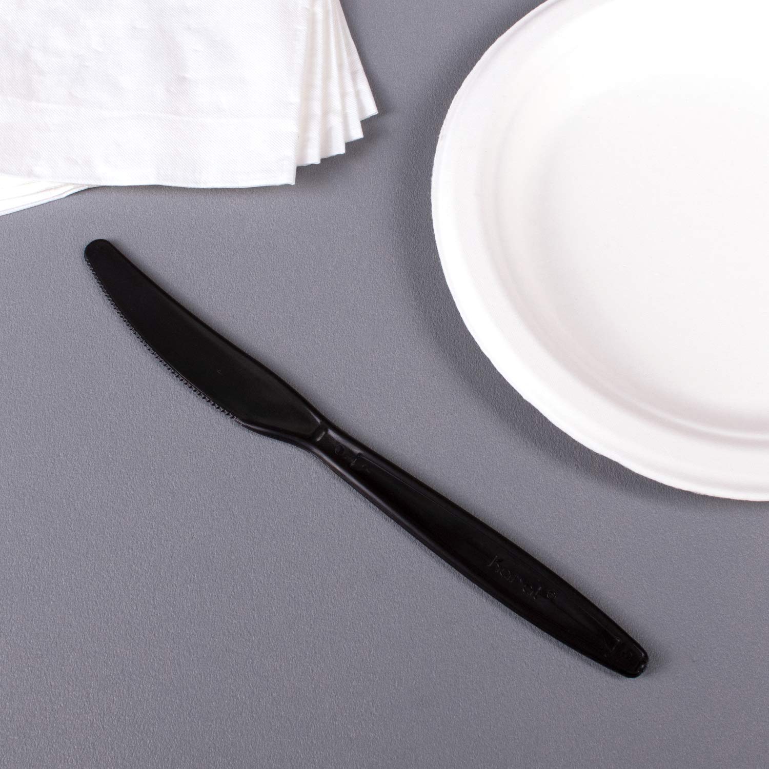 Karat U2031 7.5" Extra-Heavy Weight Disposable Knife, Black (Pack of 1000)