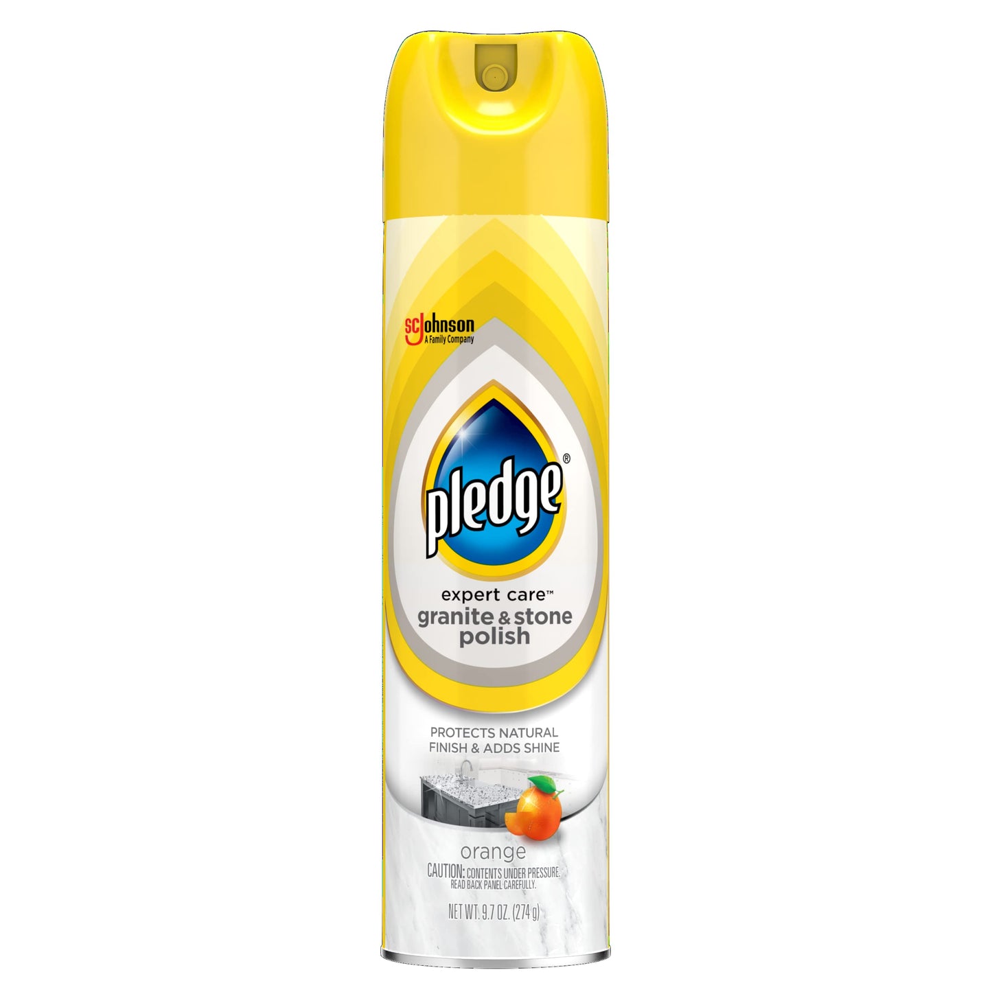 Pledge Granite & Stone Cleaner, Expert Care, Aerosol, Orange Scent, 9.7 oz.