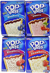 Pop Tarts Variety Pack, Frosted FRUIT Flavors: Strawberry, Blueberry, Cherry, and Raspberry. Bundle of 4-8 Count Boxes, 1 of Each Flavor. Great Care