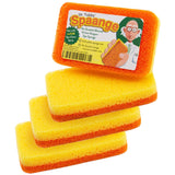 Spaange Silicone Scrubber Sponges Dual Sided: Orange Silicone No-Scratch Grime-Gripper/Yellow Absorbent Sponge 4-Pack