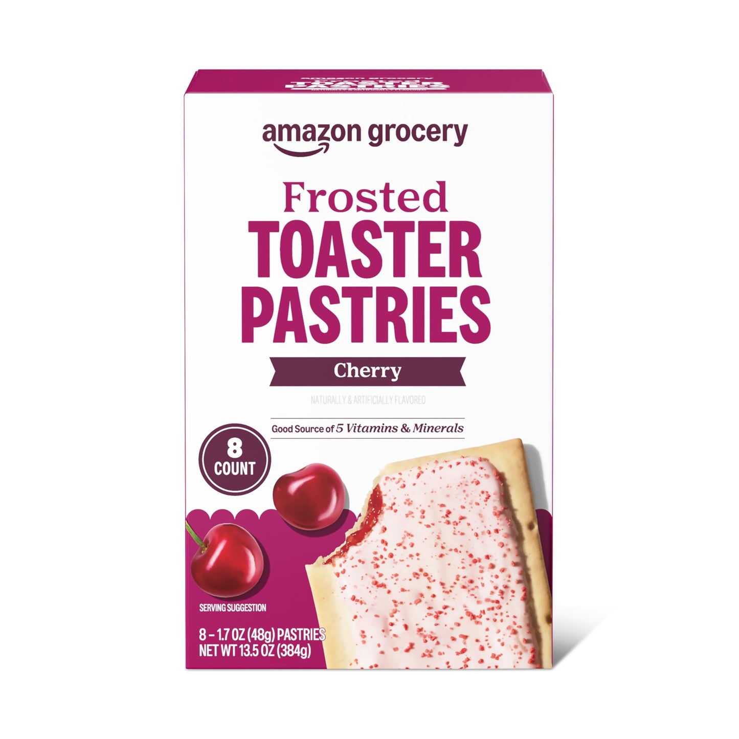 Amazon Grocery, Frosted Toaster Pastries, Cherry, 13.5 Oz, 8 Ct