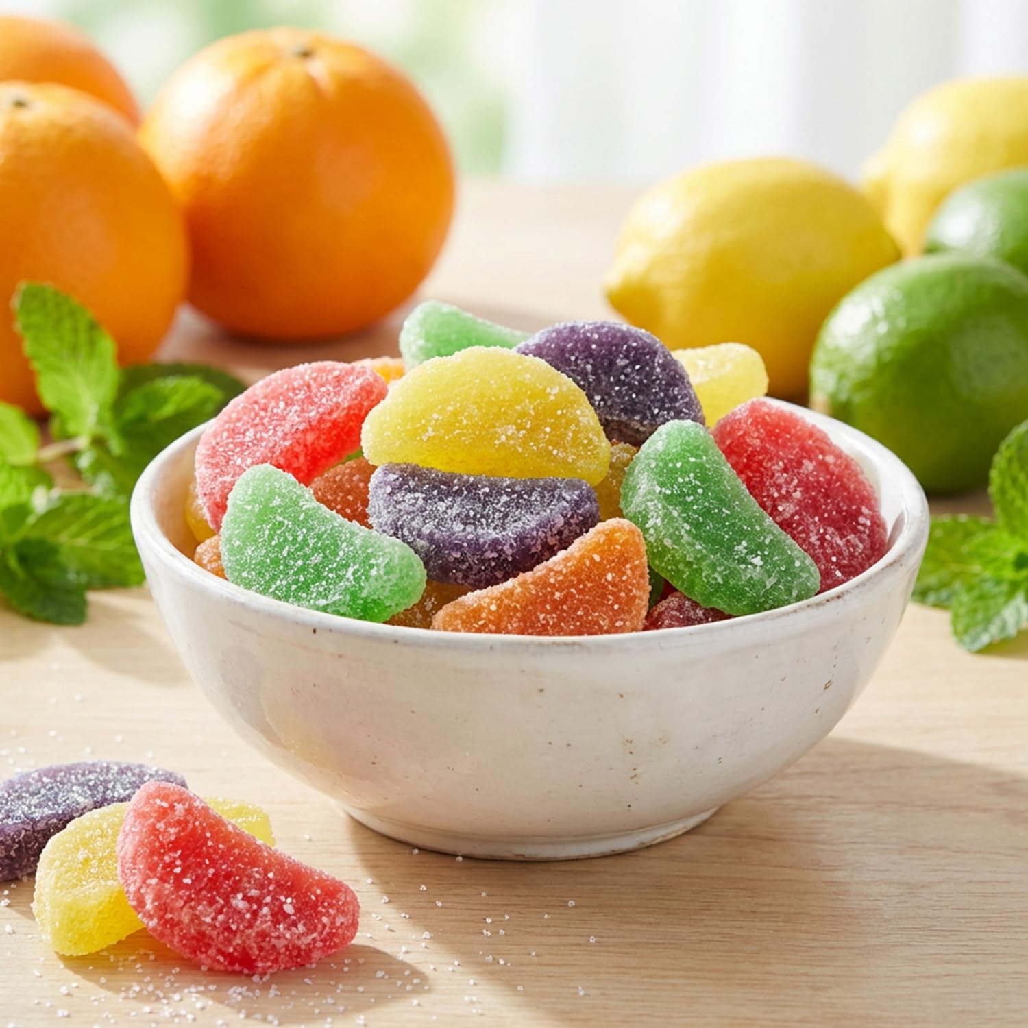 Bulk Fruit Slices Jelly Candy, Assorted Soft & Chewy Sugar-Coated Gummi Candy For Parties, Classroom candies & Treats - 2 Pound Bag