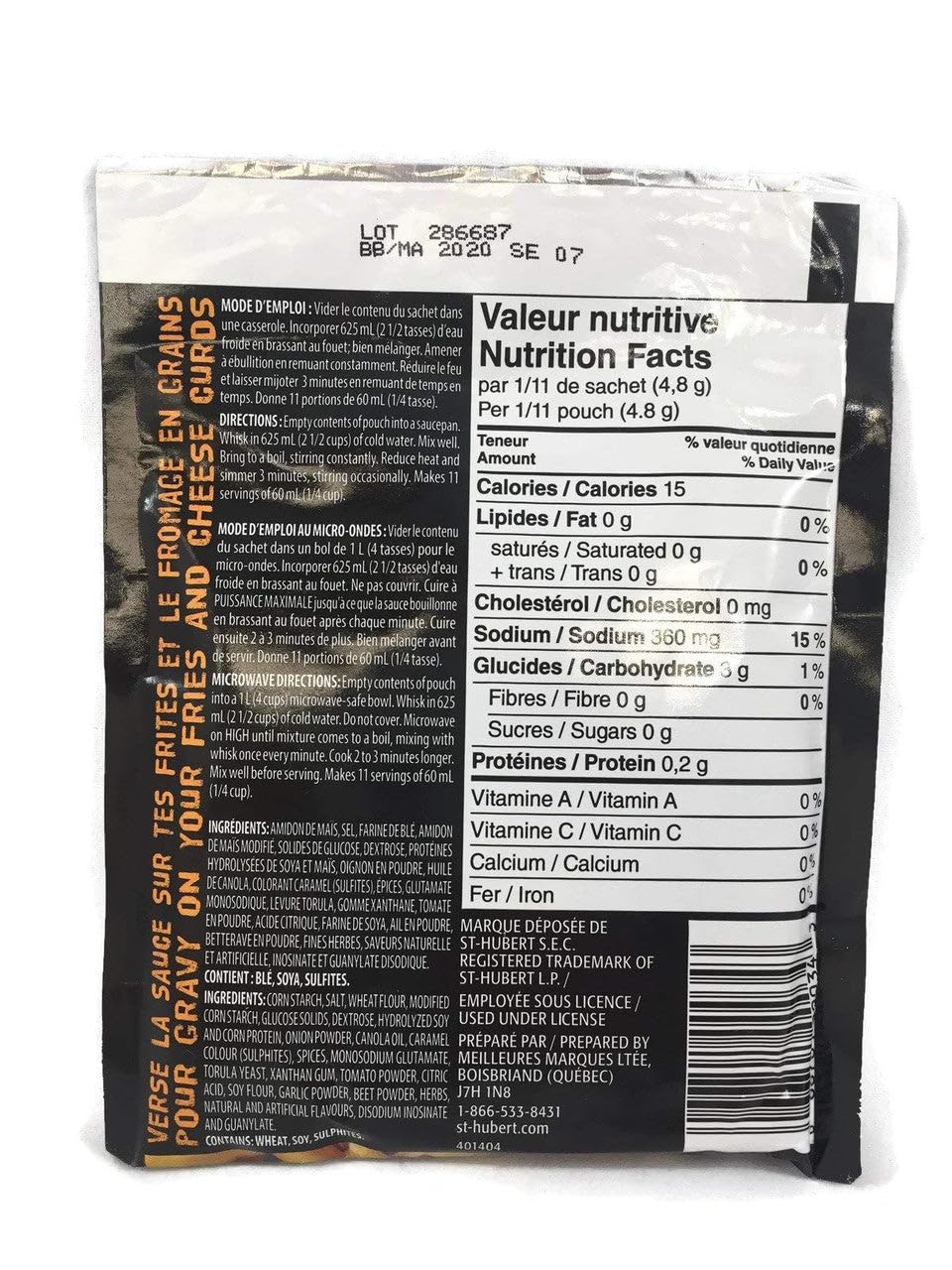 St Hubert, Poutine Gravy Mix, 52g/1.8 oz., (6pk) (Imported from Canada)
