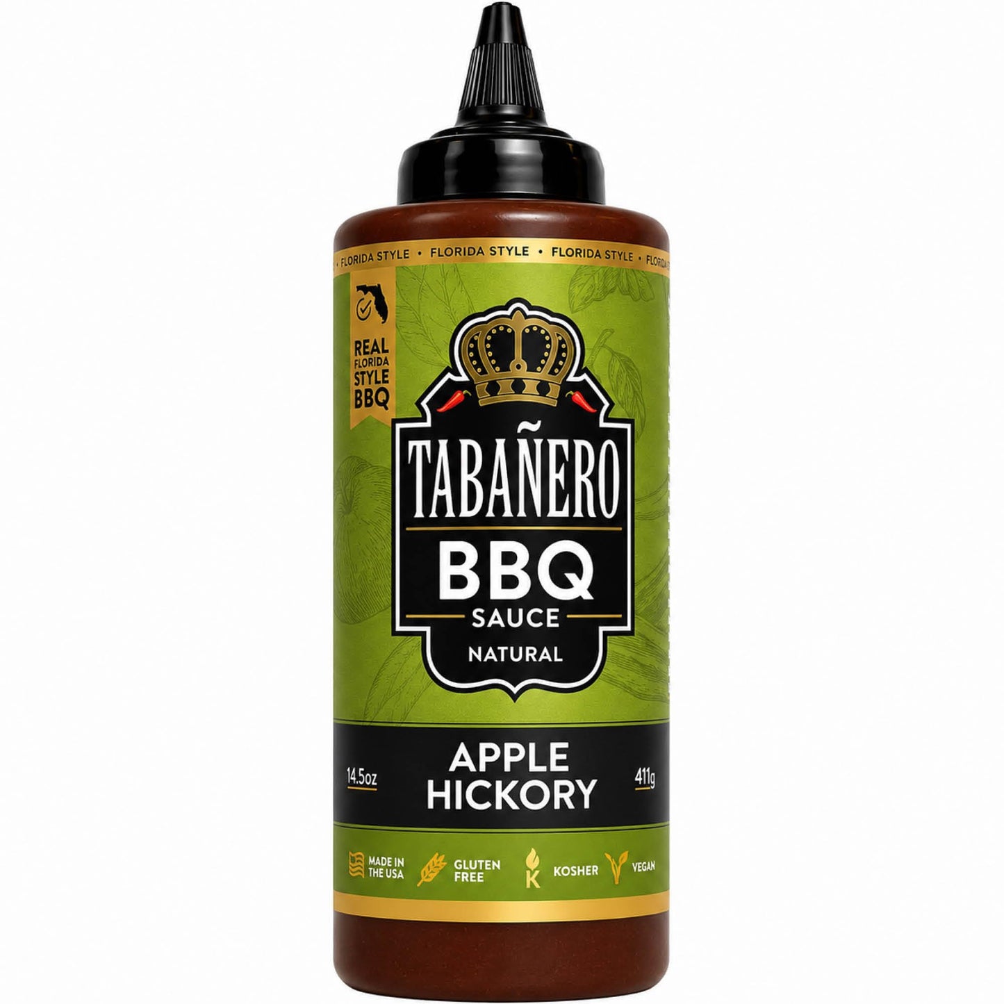 Tabañero Apple Hickory BBQ Sauce, Slow-Cooked Meats, Vegan, Bottle, 14.5oz