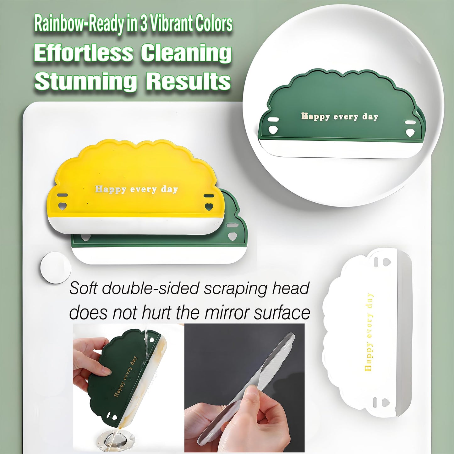 Squeegee Bathroom Glass Door Cleaning Scraper with Hanging Hook, Silicone Mini Kitchen Countertop Squeegee, Water Wiper Scraper for Sink Tiles