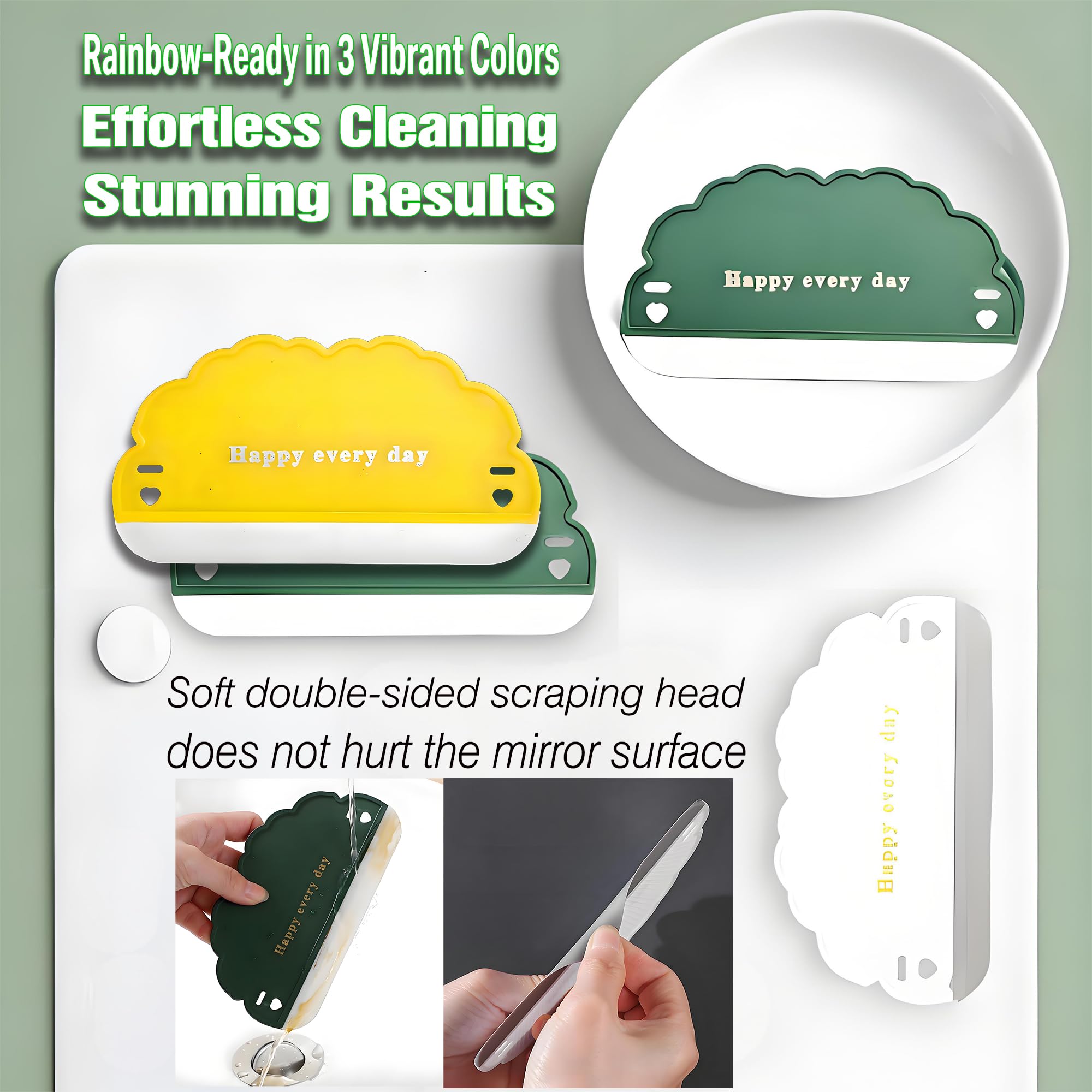 Squeegee Bathroom Glass Door Cleaning Scraper with Hanging Hook, Silicone Mini Kitchen Countertop Squeegee, Water Wiper Scraper for Sink Tiles