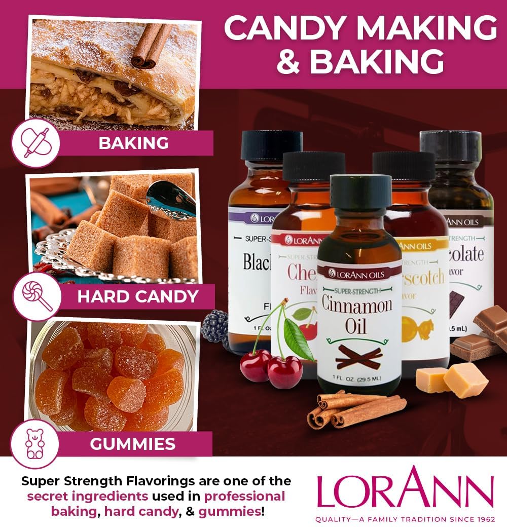 LorAnn Oils Super Strength Flavoring - Used For Candy Making, Flavoring, Baking, Hard Candy, & Flavor Oils - Bold, Natural Flavors 4X Stronger Than
