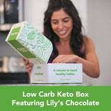 Low Carb Box featuring Lily's Sweets Chocolate Peanut Butter Cups, Almonds, Caramels and Bars - Stevia Sweetened, Low-Carb, Keto-Friendly, Gluten-Free