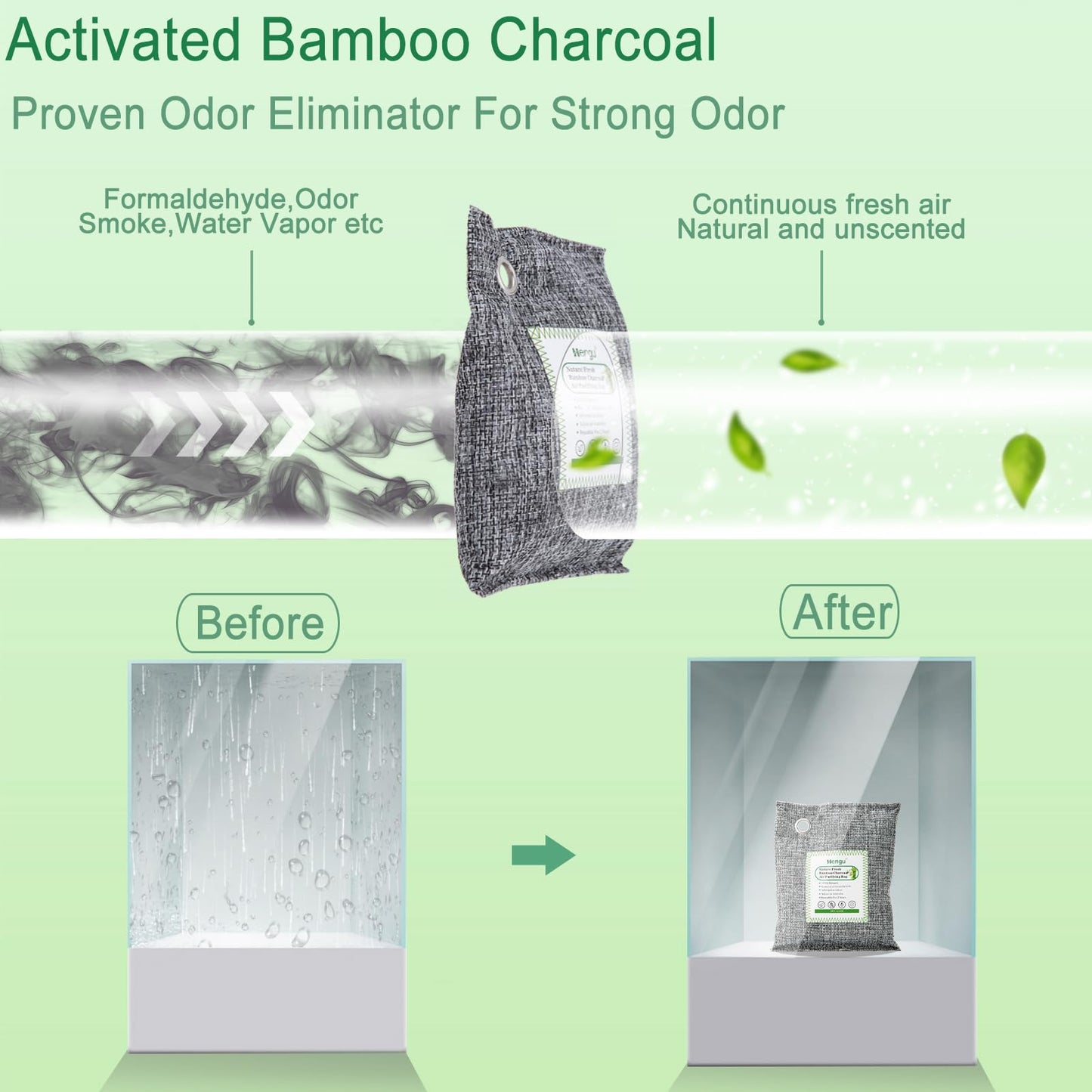 Activated Charcoal Odor Absorber (Large, 12 Pack, 100g each), Natural Charcoal Bags Odor Absorber Bamboo Charcoal Air Purifying Bag for Home, Fridge