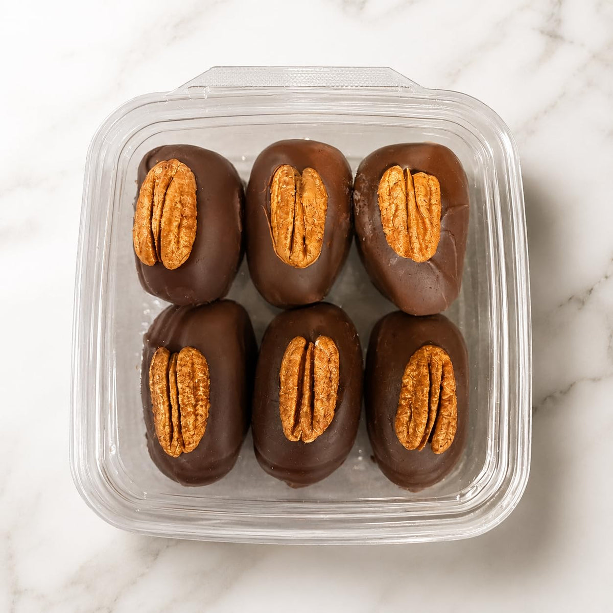 Nuts Factory Chocolate Dates - Dark Chocolate Covered Dates with Roasted Almonds, Candied Pecans & White Chocolate Sauce, Gourmet Stuffed Dates