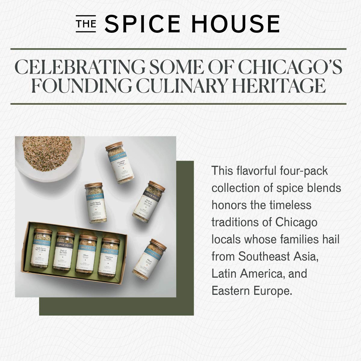 The Spice House - Back of the Yards Collection - 4 Count - ½ Cup Each - Sealed Display Jars - All-Purpose Seasonings, Spice Blends, Rubs - Ideal