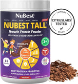 NuBest Tall Protein Powder for Kids & Teens - Whey Protein Powder - Chocolate Protein Powder Shake with Probiotics, Omega 3-6-9, Vitamin D3 + K2