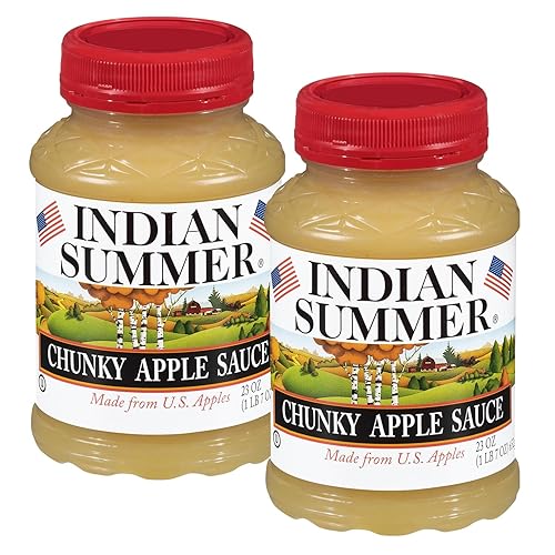 Indian Summer Premium Chunky Applesauce Made from US Apples and American Growers (Chunky Original, 23 Ounces Each, Pack of 2)