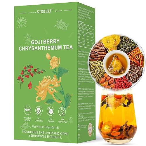 Goji Berry Chrysanthemum Tea for Liver Health, Dandelion Wolfberry Tea Bags, 8 Excellent Raw Material Formulas, Liver Cleanse & Detox Herbal Tea Bags