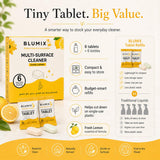 Blumix Multi-Surface Cleaner Refill Tablets - 6 Count | Fresh Lemon Scent | Eco-Friendly, Biodegradable, Plastic-Free Cleaning Refills for Spray