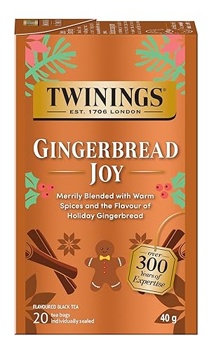 Twining Tea Gingerbread Joy Black Tea, 20 Counts, Caffeinated, Kosher, 20 Bags (Pack Of 6)