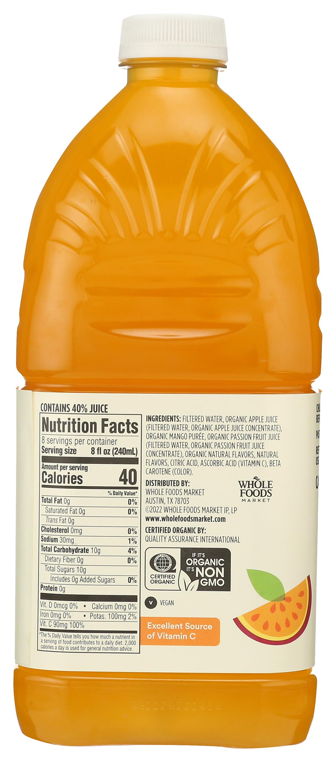 365 by Whole Foods Market, Organic Mango Passionfruit Juice, Reduced Sugar, 64 Fl Oz