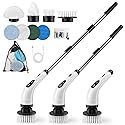 GOXAWEE Electric Spin Scrubber, Cordless Cleaning Brush with 8 Replaceable Brush Heads, Power Shower Scrubber with Long Handle for Bathroom, Tub