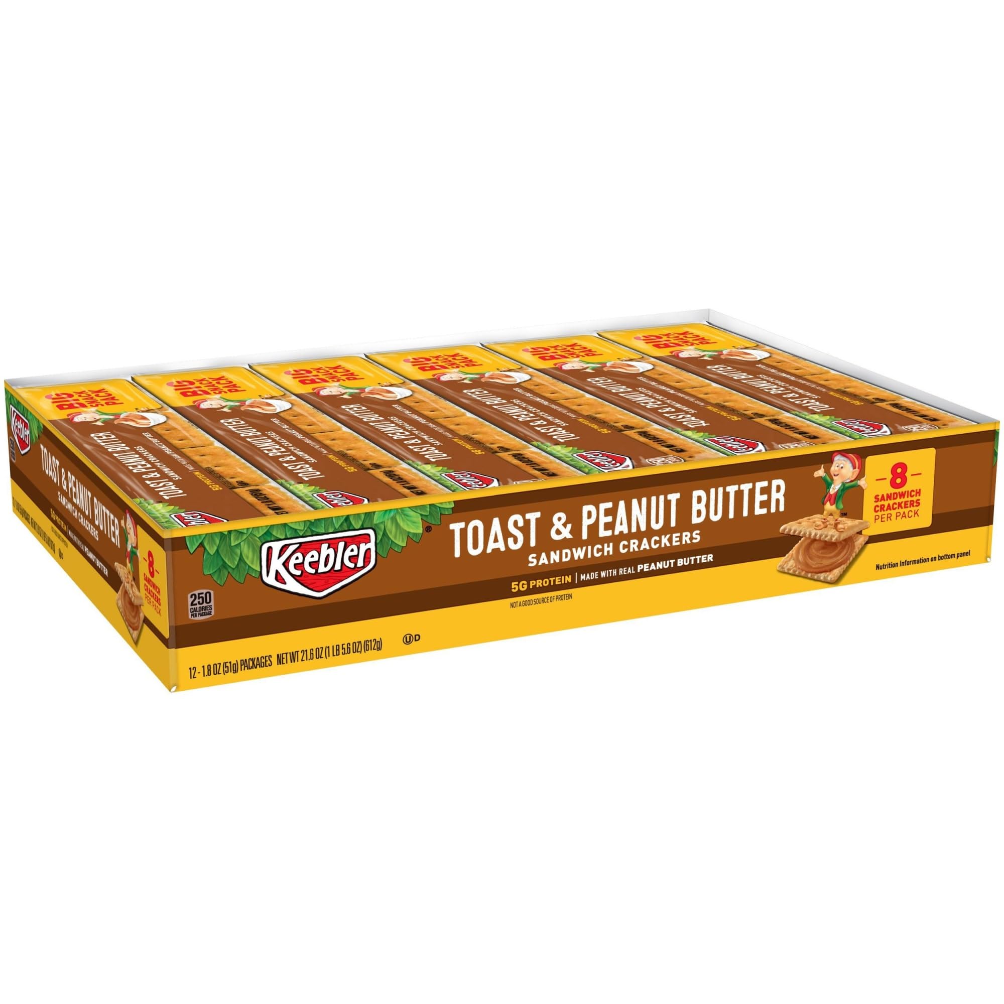 Keebler Toasty Crackers Peanut Butter (Pack of 12), 1.8 oz., Assorted