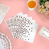 White and Rose Gold Party Supplies - 350 PCS Disposable Dinnerware Set - White Paper Plates Napkins Cups, Gold Plastic Forks Knives Spoon