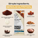 Primal Power Beef Liver Bar 1100mg - New Zealand Grass-Fed, 211% DV B12, 10g Protein Collagen - Zero Added Sugar, No Seed Oils, Gluten Free