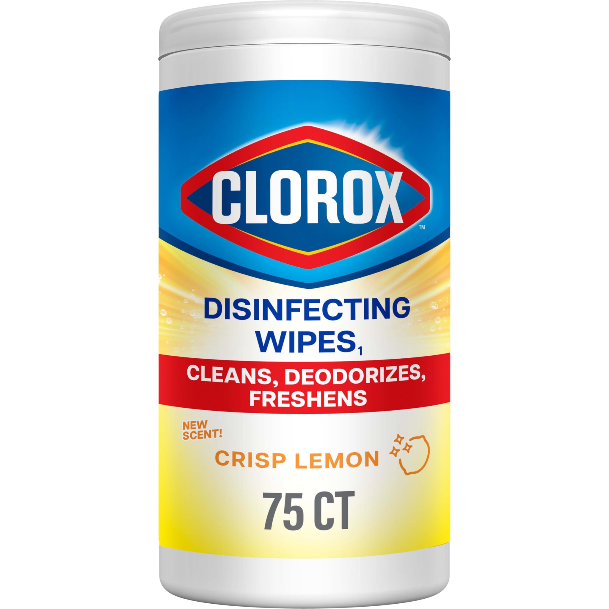 Clorox Disinfecting Cleaning Wipes, Antibacterial, Bleach Free, Crisp Lemon, 75 Count (Pack May Vary)