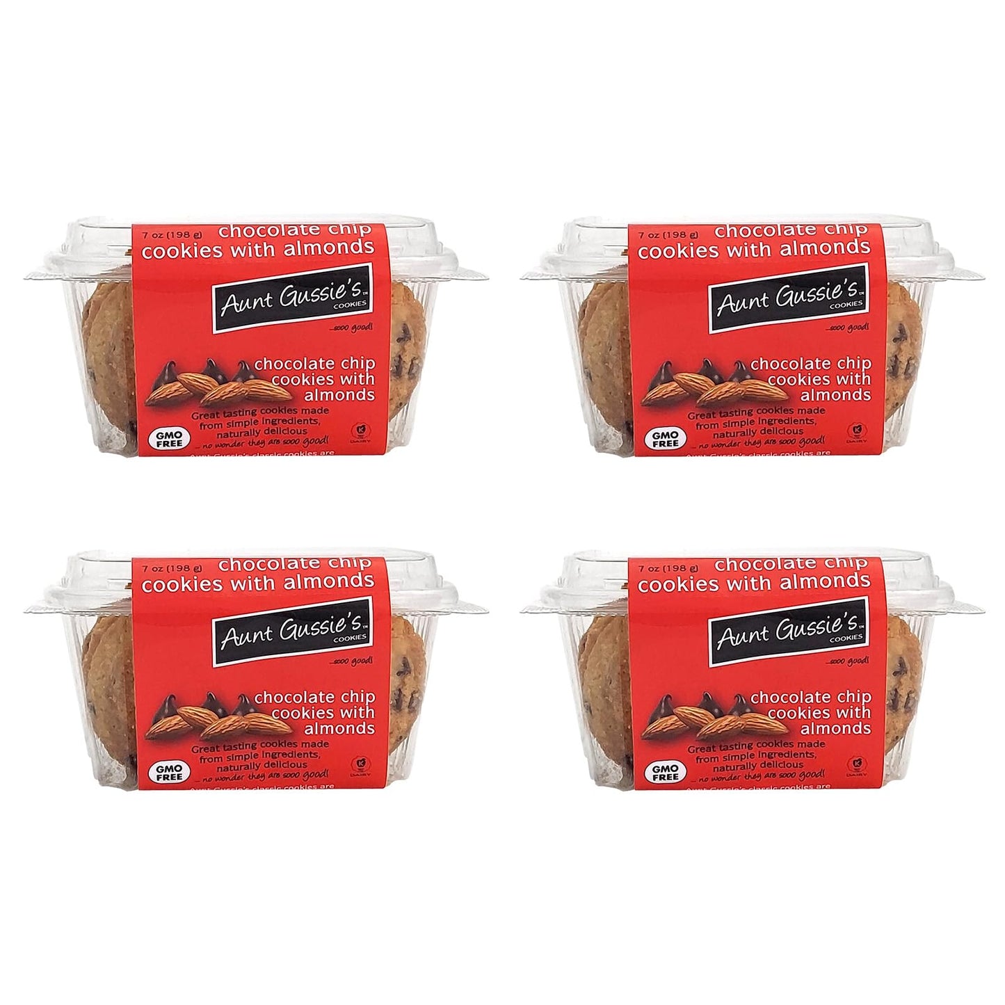 Aunt Gussie's - Classic Chocolate Chip Cookies with Almonds - 4 pack