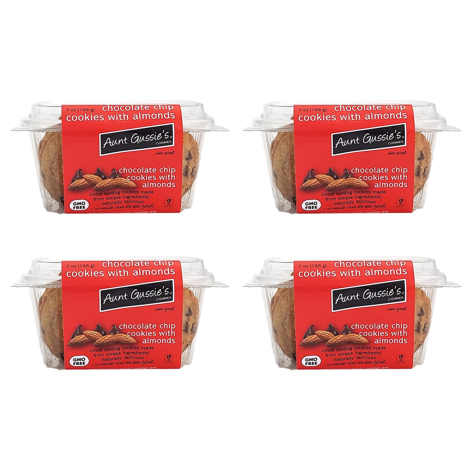 Aunt Gussie's - Classic Chocolate Chip Cookies with Almonds - 4 pack
