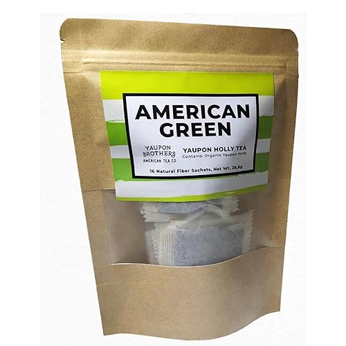 Yaupon Brothers American Green Yaupon Tea - 16 Eco-Friendly Organic Green Tea Bags Crafted from Antioxidant Rich Yaupon Organic Leaves - Caffeinated