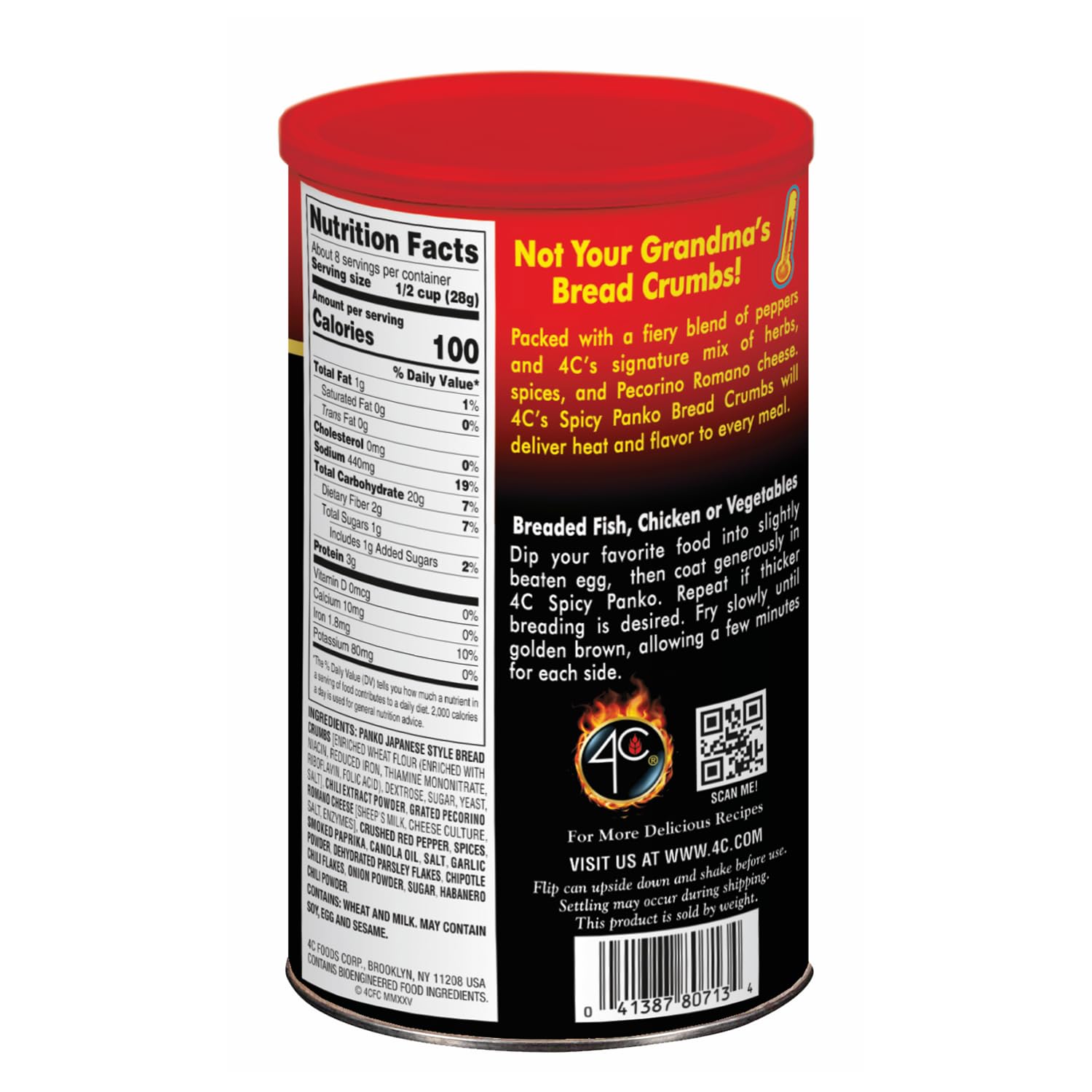 4C Premium Spicy Bread Crumbs, Spicy Panko, 8 Ounce (Pack of 1)