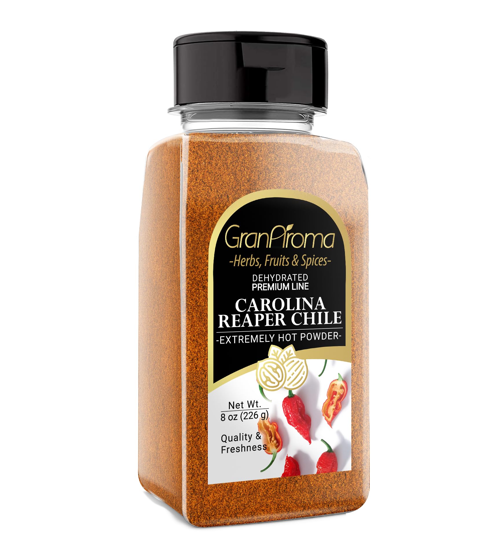 GranAroma Carolina Reaper Powder, 8 oz, Extremely Hot Powder, Fine Ground, Dips & Salsa