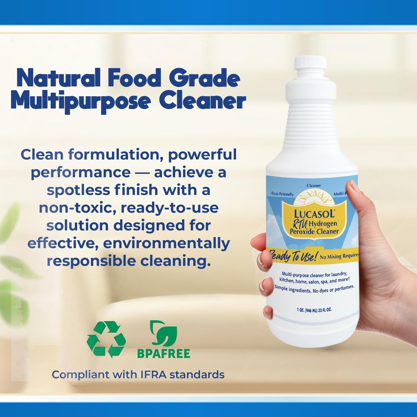 Lucasol Food Grade Hydrogen Peroxide 3% Ready to Use Peroxide Spray - 1 Quart (32 Fl Oz)