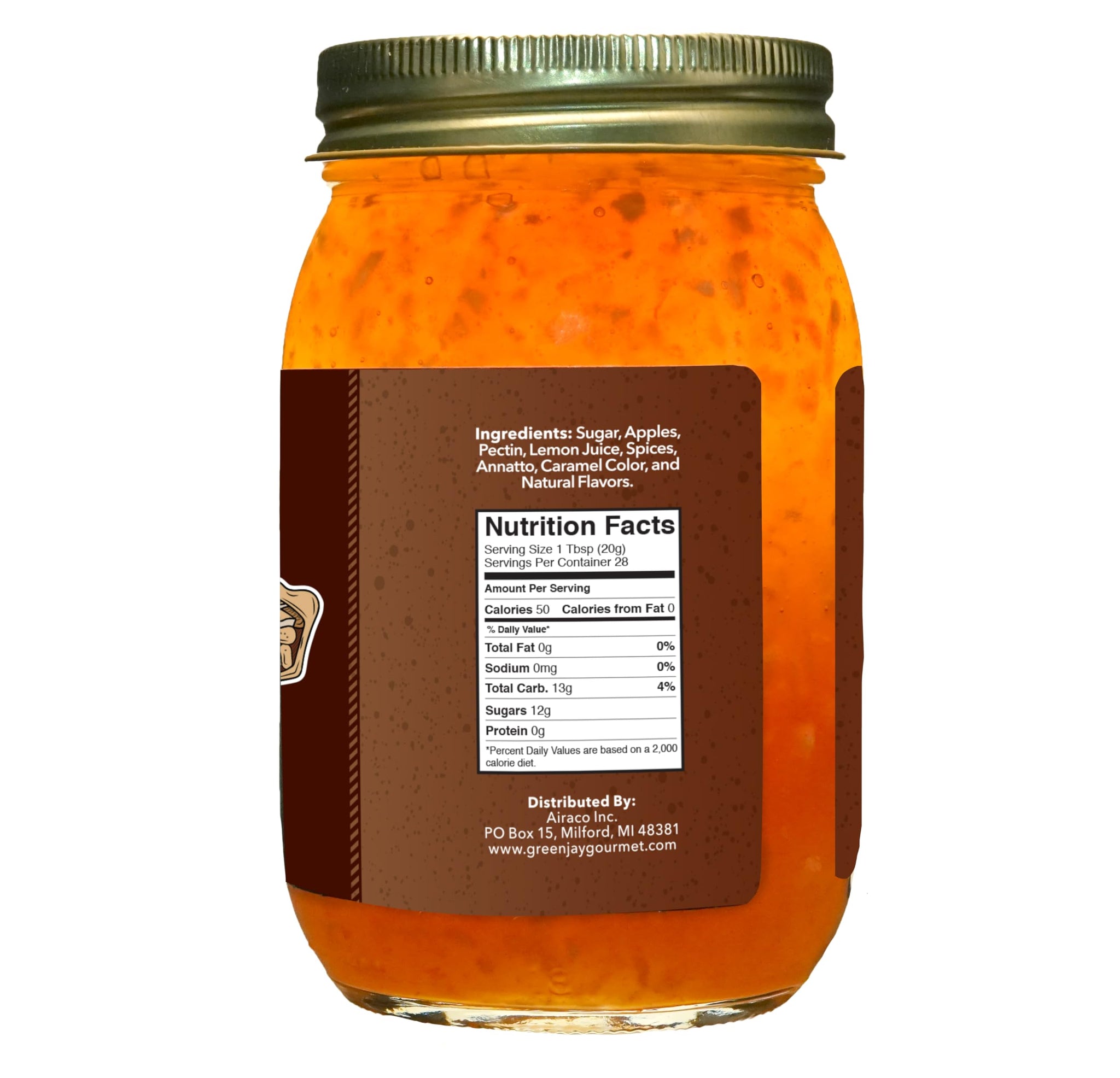 Green Jay Gourmet Apple Pie Jam - All-Natural Fruit Jam with Apples, Cinnamon & Spices - Vegan, Gluten-free Jam - Contains No Preservatives or Corn