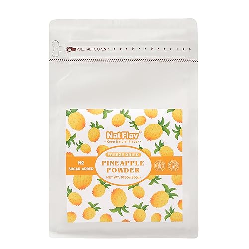 NAT FLAV Freeze Dried Pineapple Powder - 10.5oz/300g | 100% Natural, No Added Sugar, No Preservatives | Pure Tropical Flavor for Smoothies, Baking