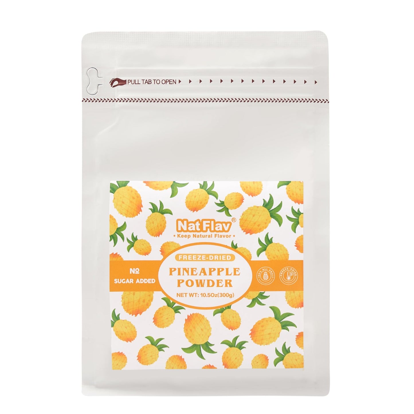 NAT FLAV Freeze Dried Pineapple Powder - 10.5oz/300g | 100% Natural, No Added Sugar, No Preservatives | Pure Tropical Flavor for Smoothies, Baking