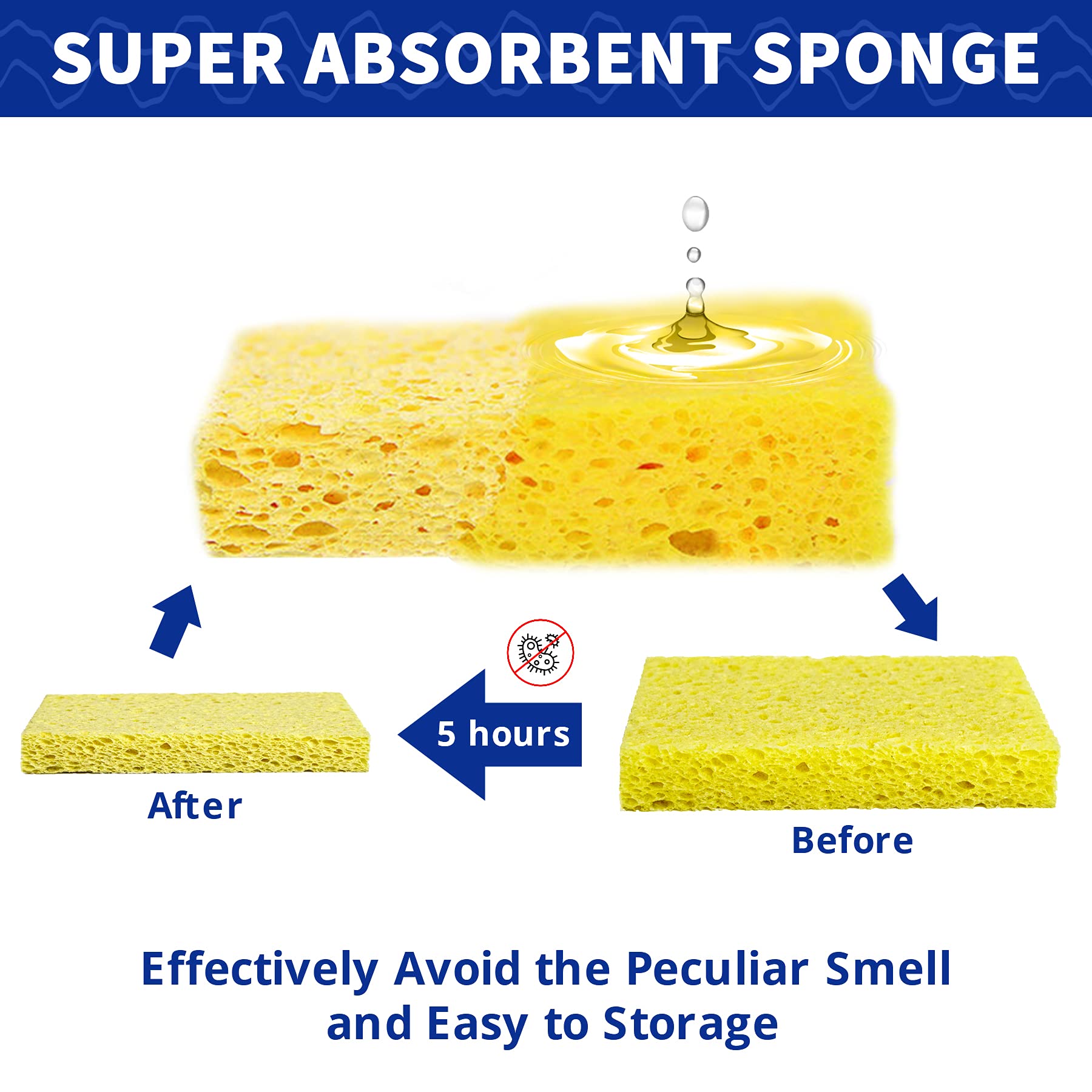 CELOX 24 Pack Durable Kitchen Sponges, Natural Wood Pulp Sponges for Dishes, Absorbent Cellulose Sponge Bulk for Cleaning Kitchen, Bathroom, DIY