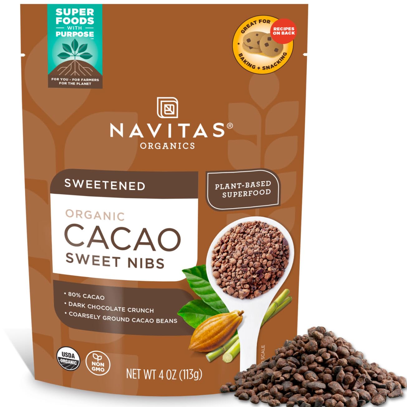 Navitas Naturals, Cacao Nibs Mayan Superfood Organic, 4 Ounce