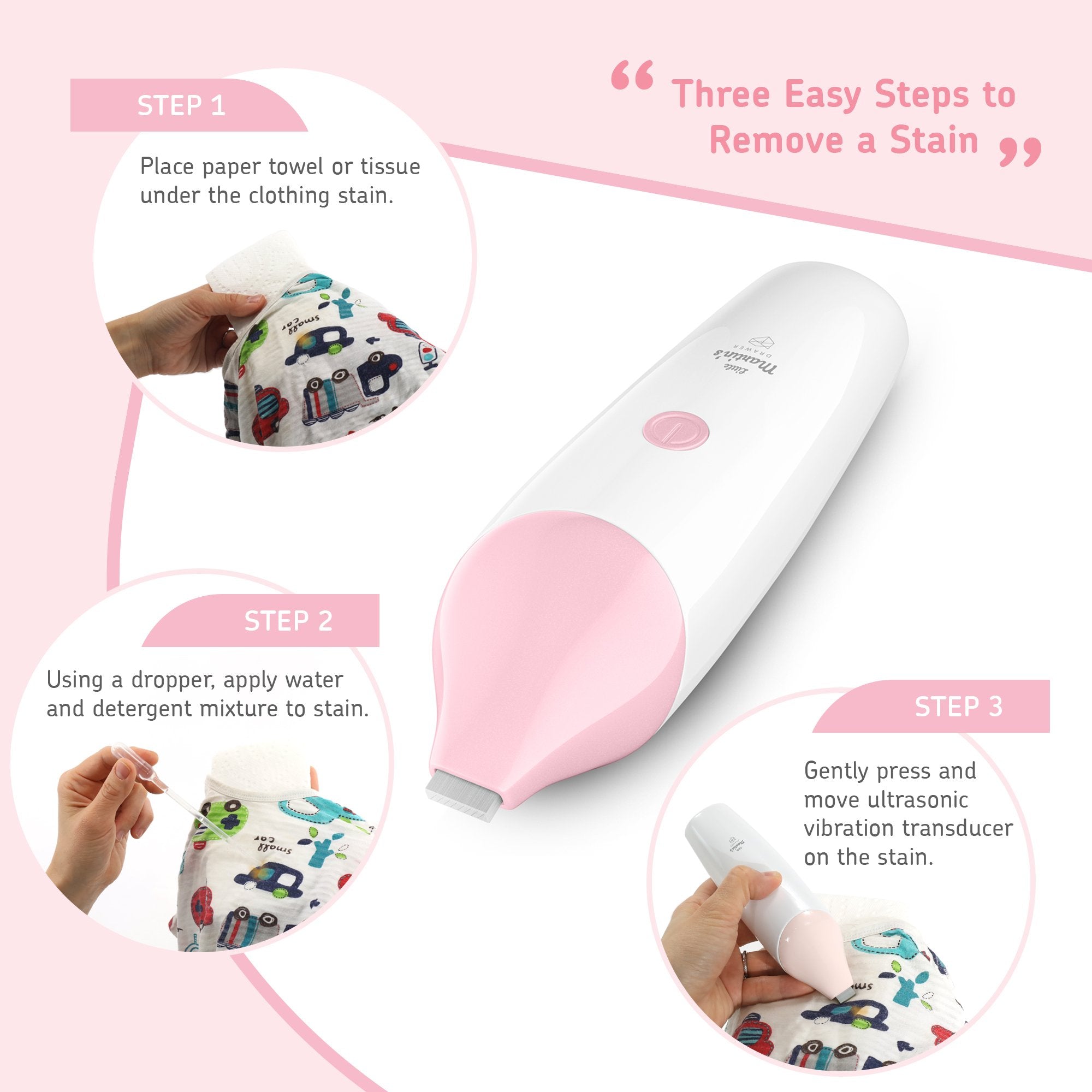 Little Martin’s Drawer Ultrasound Cleaning Pen - Handy Portable Handheld Stain Removal Fighter Washing Machine - Laundry Cleaning at Office Home