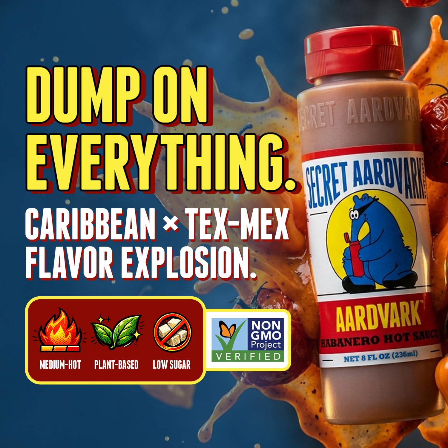 Secret Aardvark Habanero Hot Sauce, Non-GMO, Low Sugar, 12-Pack 8 fl oz