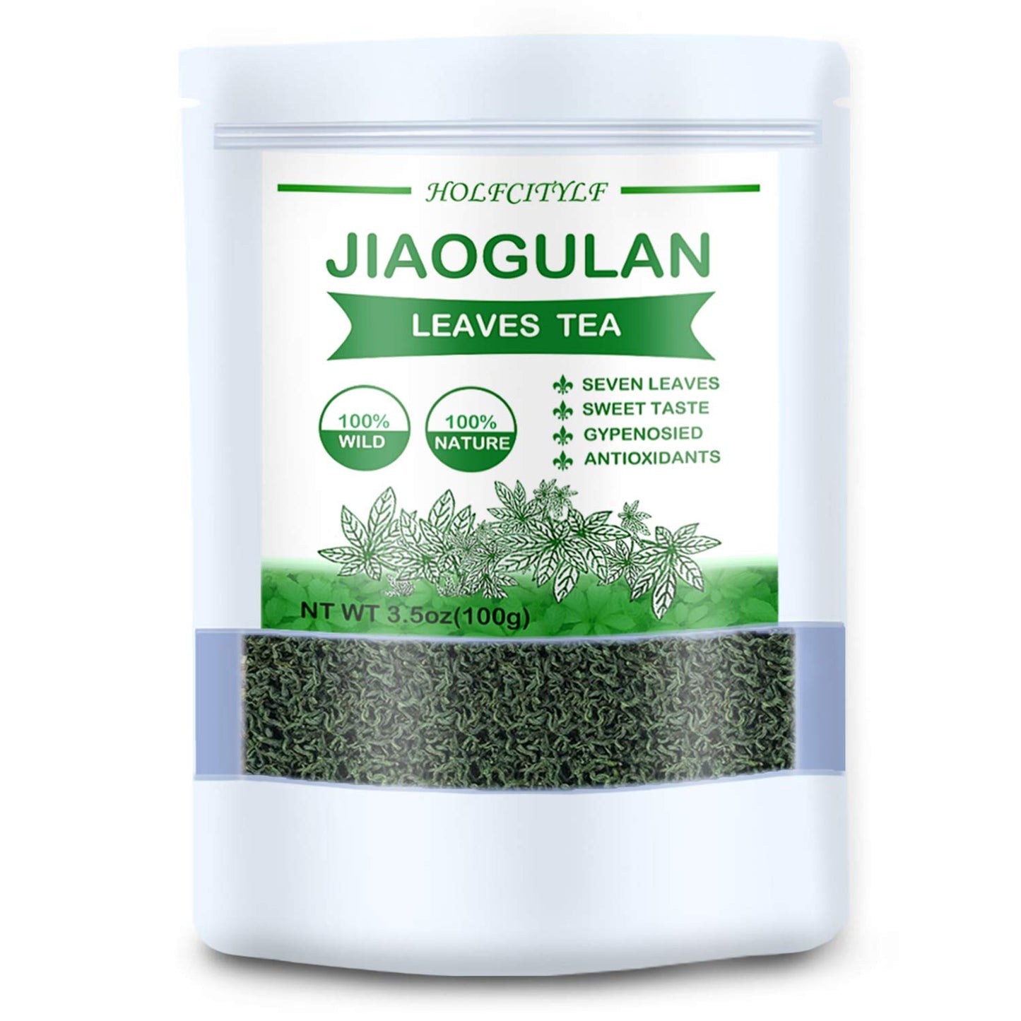 Wild Jiaogulan Tea Leaves, Gynostemma Tea,3.5oz(100g), 100% Natural, Sugar Free, No Gmo