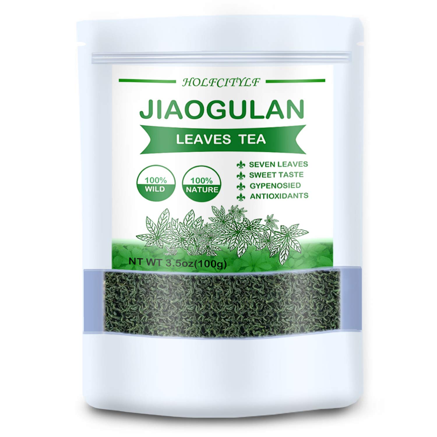 Wild Jiaogulan Tea Leaves, Gynostemma Tea,3.5oz(100g), 100% Natural, Sugar Free, No Gmo