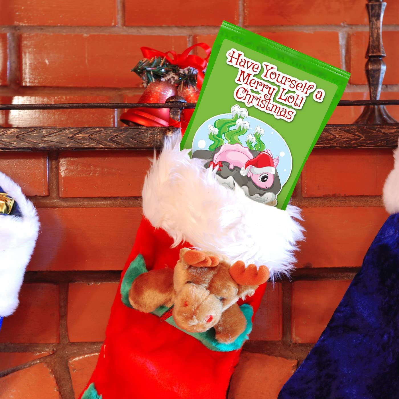 Merry Lotl Christmas Cotton Candy - Holiday Candy Gifts for Kids - Axolotl Lovers Gifts - Gourmet Christmas Food Basket for Families Filler, Unique