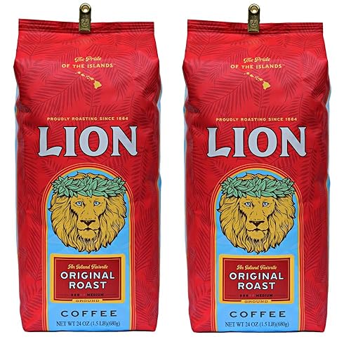 Lion Coffee, Original, Medium Roast, Ground, 24 Ounce Bag (Pack of Two)