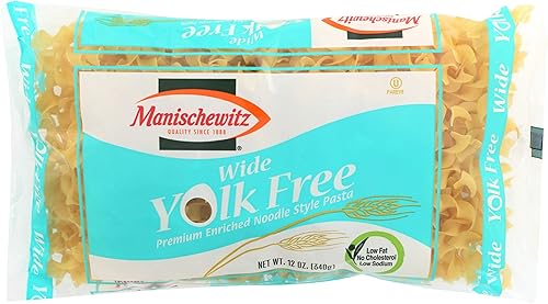 MANISCHEWITZ Yolk Free Wide Noodles , 12-Ounce Bags (Pack of 12)