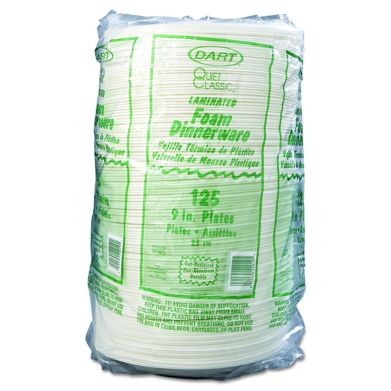 Dart 9PWQR 9 in White Laminated Foam Plate (Case of 500)