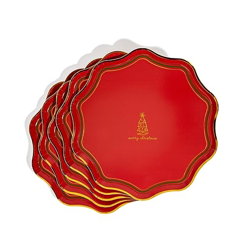 Emergency Confetti 20 Ct 10.5" Christmas Party Plates - Gold Foil Disposable Paper Plates for Holiday Celebrations, Appetizers, and Dessert - Premium