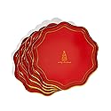 Emergency Confetti 20 Ct 10.5" Christmas Party Plates - Gold Foil Disposable Paper Plates for Holiday Celebrations, Appetizers, and Dessert - Premium
