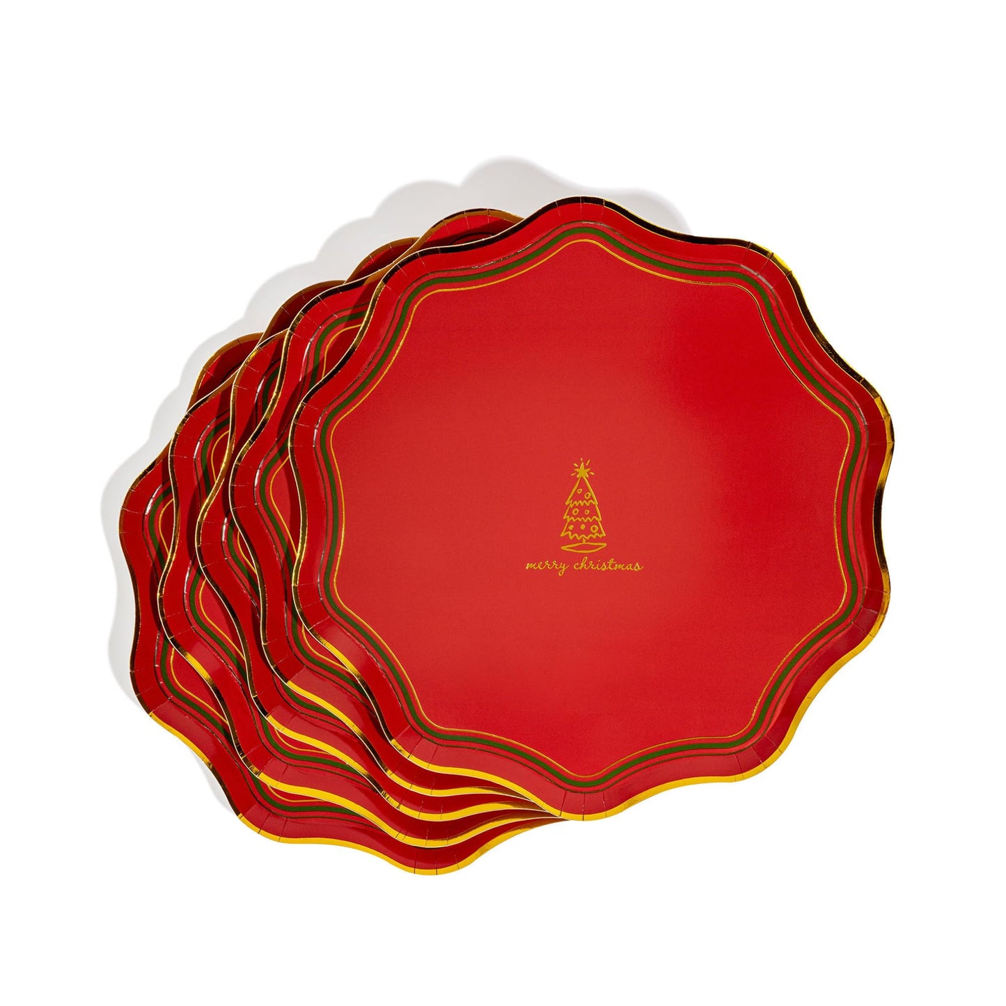 Emergency Confetti 20 Ct 10.5" Christmas Party Plates - Gold Foil Disposable Paper Plates for Holiday Celebrations, Appetizers, and Dessert - Premium