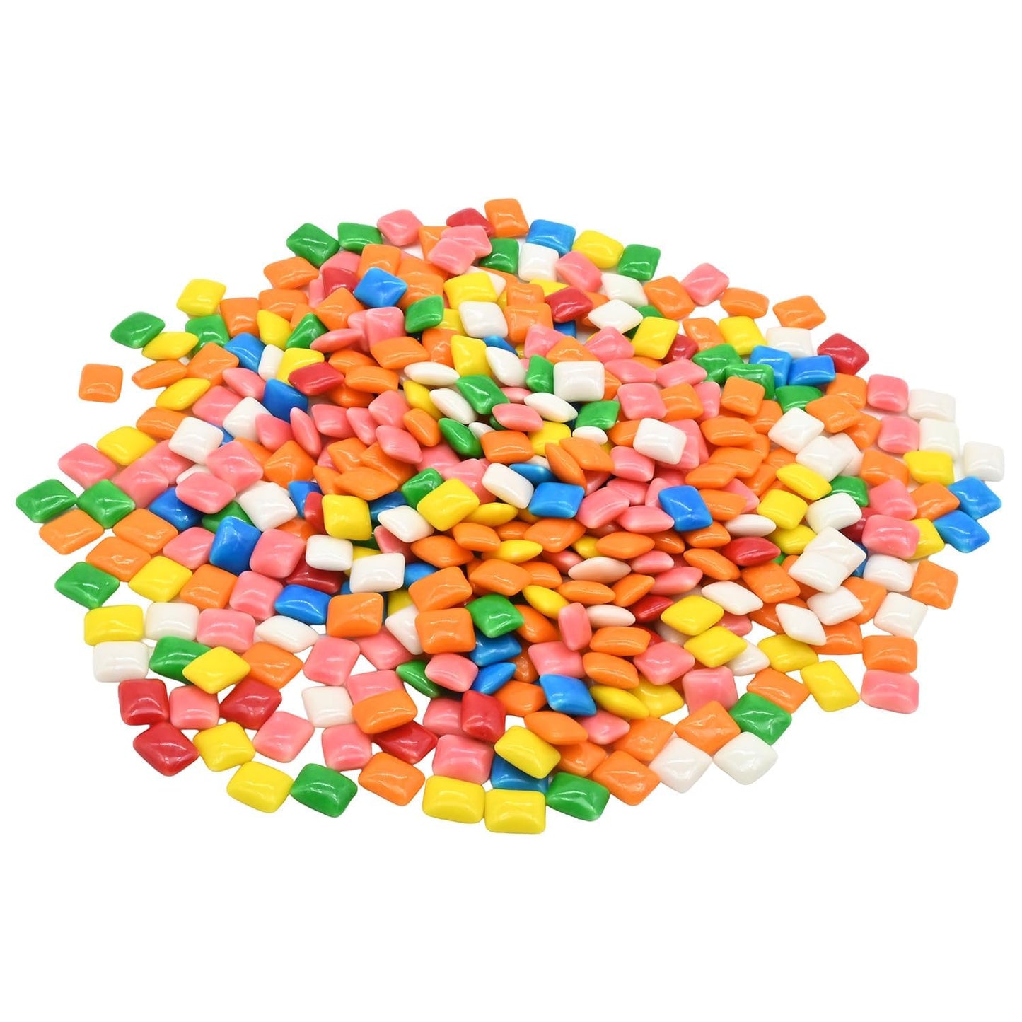 Candy Retailer Assorted Fruit Flavors Mini Chicle Chewing Gum Tabs, Candy-Coated, Square-Shaped, Bulk Unwrapped, for Vending Machines | 1 Pound